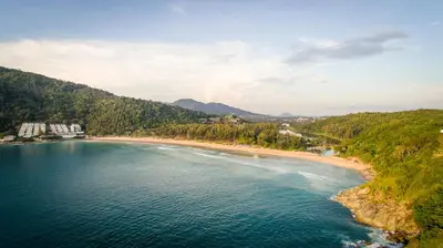 an aerial view of a beach with trees at Relife Windy by Holy Cow, courtyard view in Nai Harn Beach