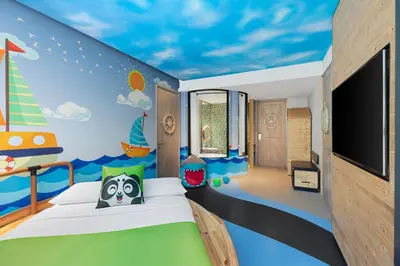 a childrens bedroom with a pirate ship wall mural at Four Points by Sheraton Phuket Patong Beach Resort in Patong Beach