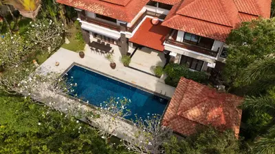 an overhead view of a house with a swimming pool at Laguna Links Golf View Villa- Bangtao Beach in Phuket Town