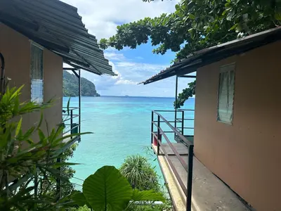 a view of the ocean from a house at Phi Phi Seaside Bungalow in Phi Phi Don