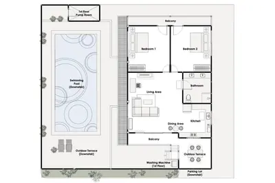 a floor plan of a house at Kamala - Chonlada Holiday Home 2 BR Residence in Kamala Beach