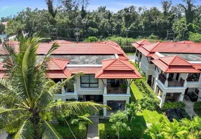 an aerial view of a building with red roofs at Laguna Luxury 2-Bed Pool Villa - Near Layan Beach in Layan Beach