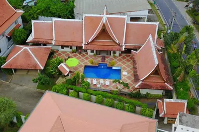 an aerial view of a house with a swimming pool at VILLA SIRINTHARA in Rawai Beach
