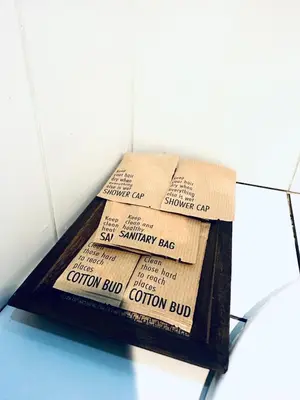 a stack of boxes sitting on top of a table at MILD ROOM SEA VIEW ROOM FOR RENT in Phi Phi Don